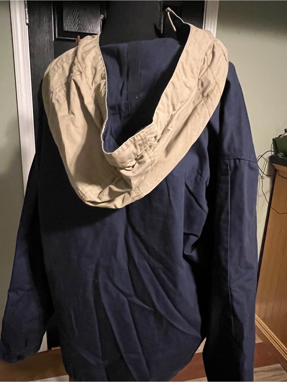 J. Crew Navy and Khaki Hooded Pullover Windbreaker Anorak - Picture 4 of 5